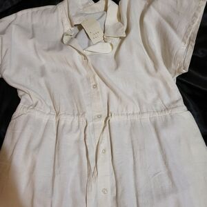 A New Day cream medium linen blend midi dress